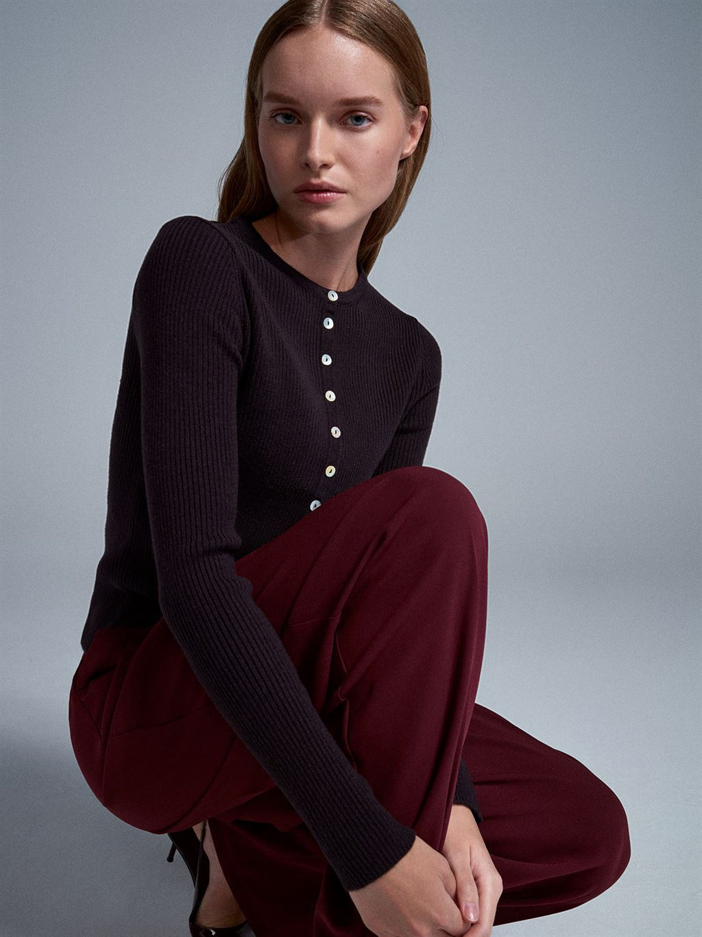 Ribbed Buttoned Top