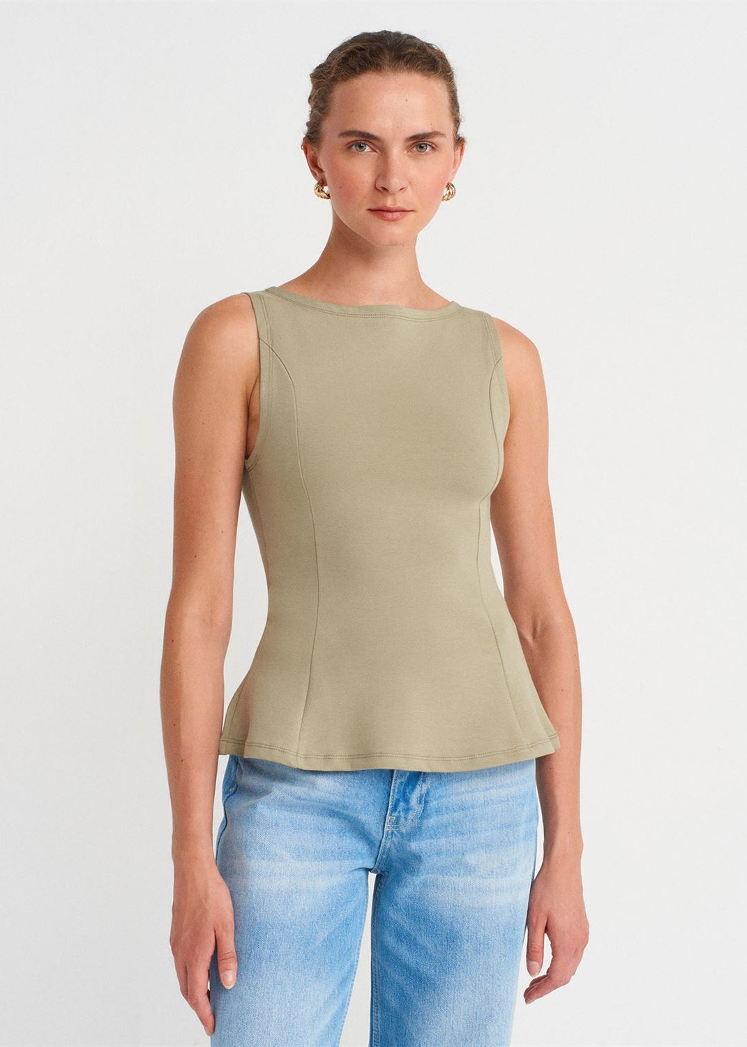 Boat Neck Peplum Top