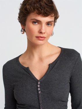 Slim Fit Button Top