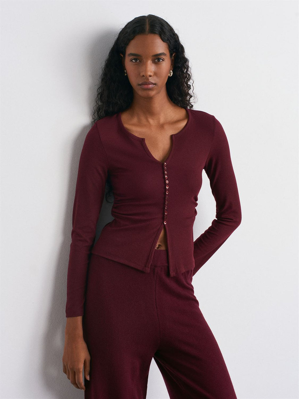 Slim Fit Button Top