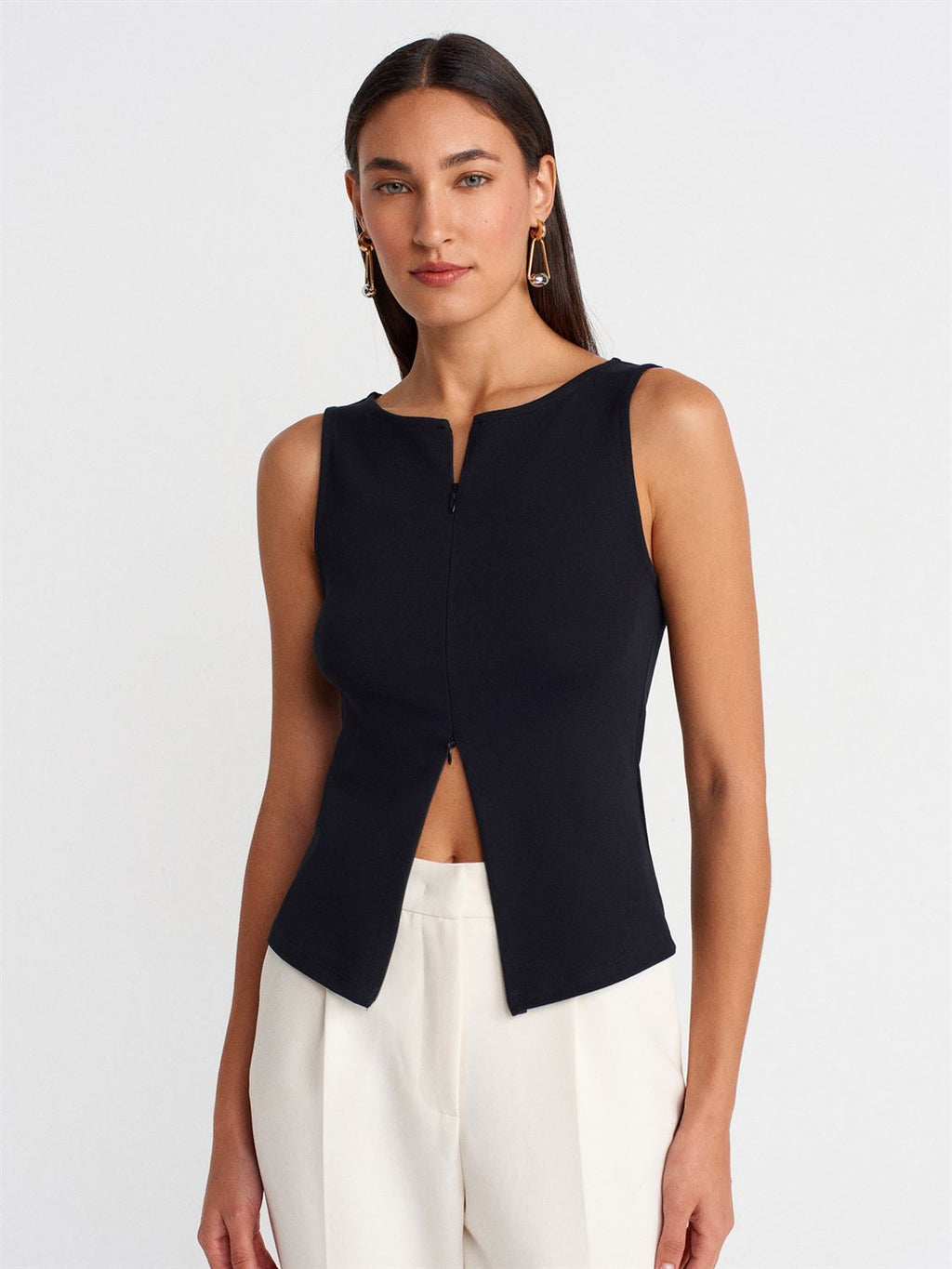 Zip Front Top
