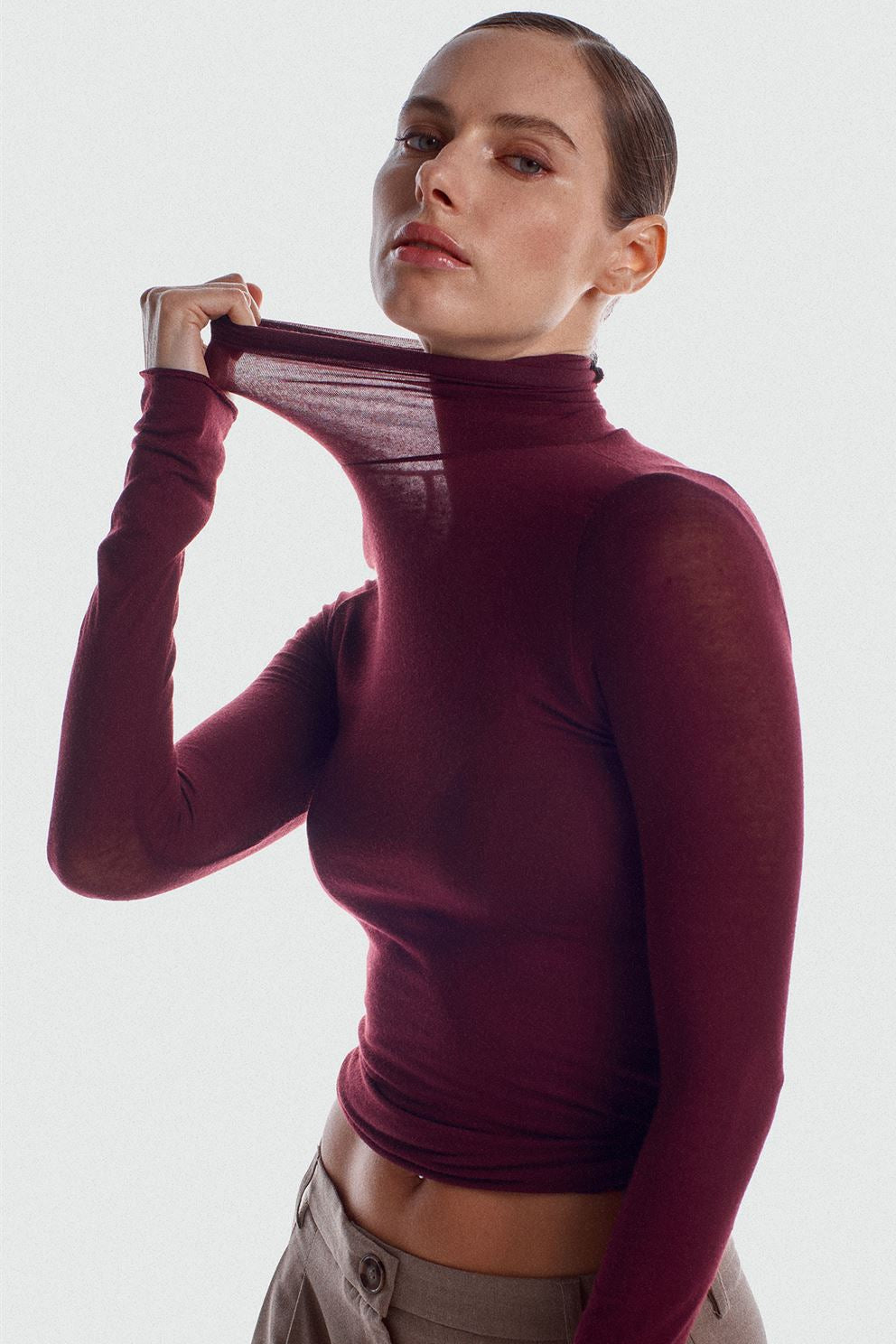 Semi-Sheer High Neck Top