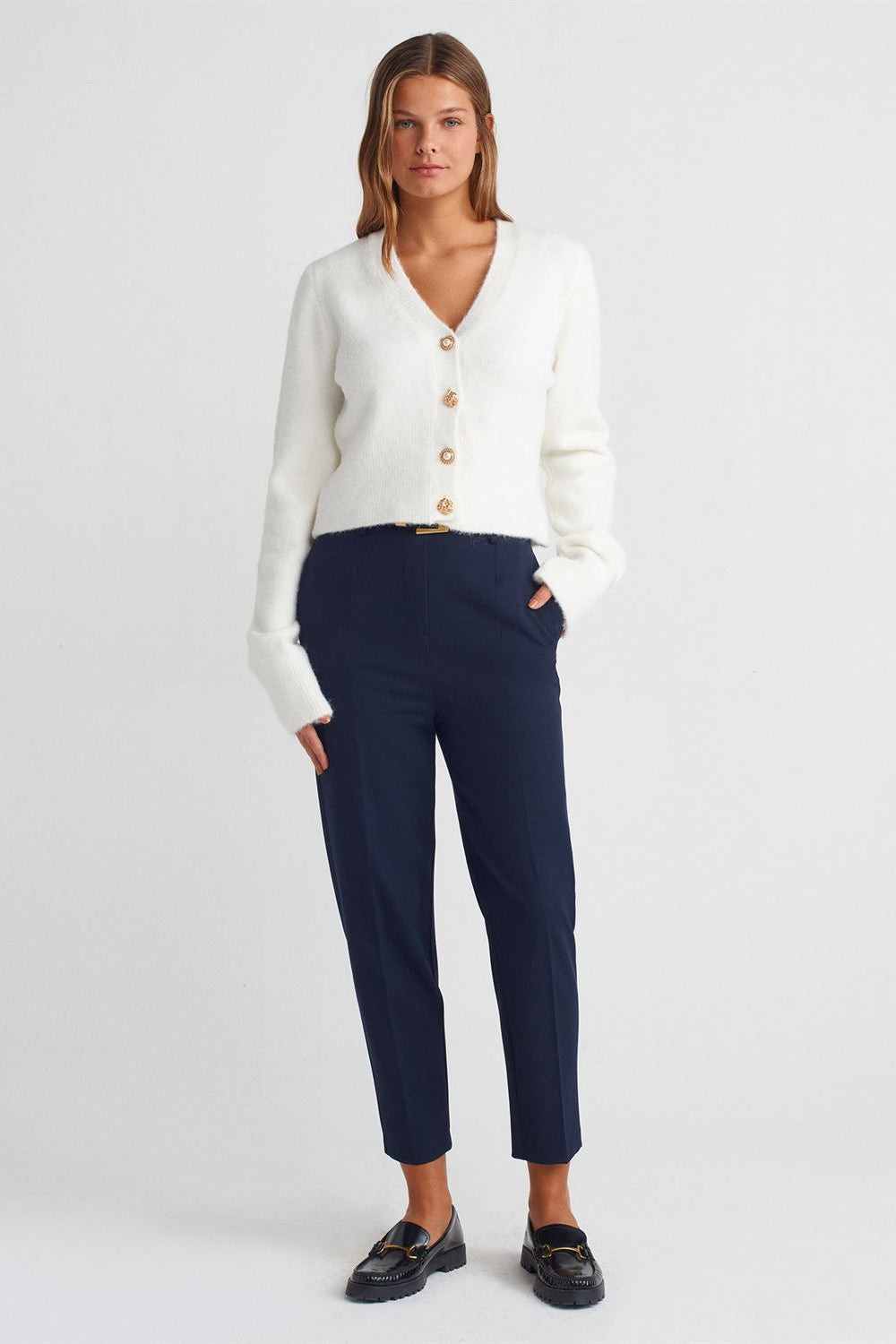 Pearl Button Cropped Cardigan