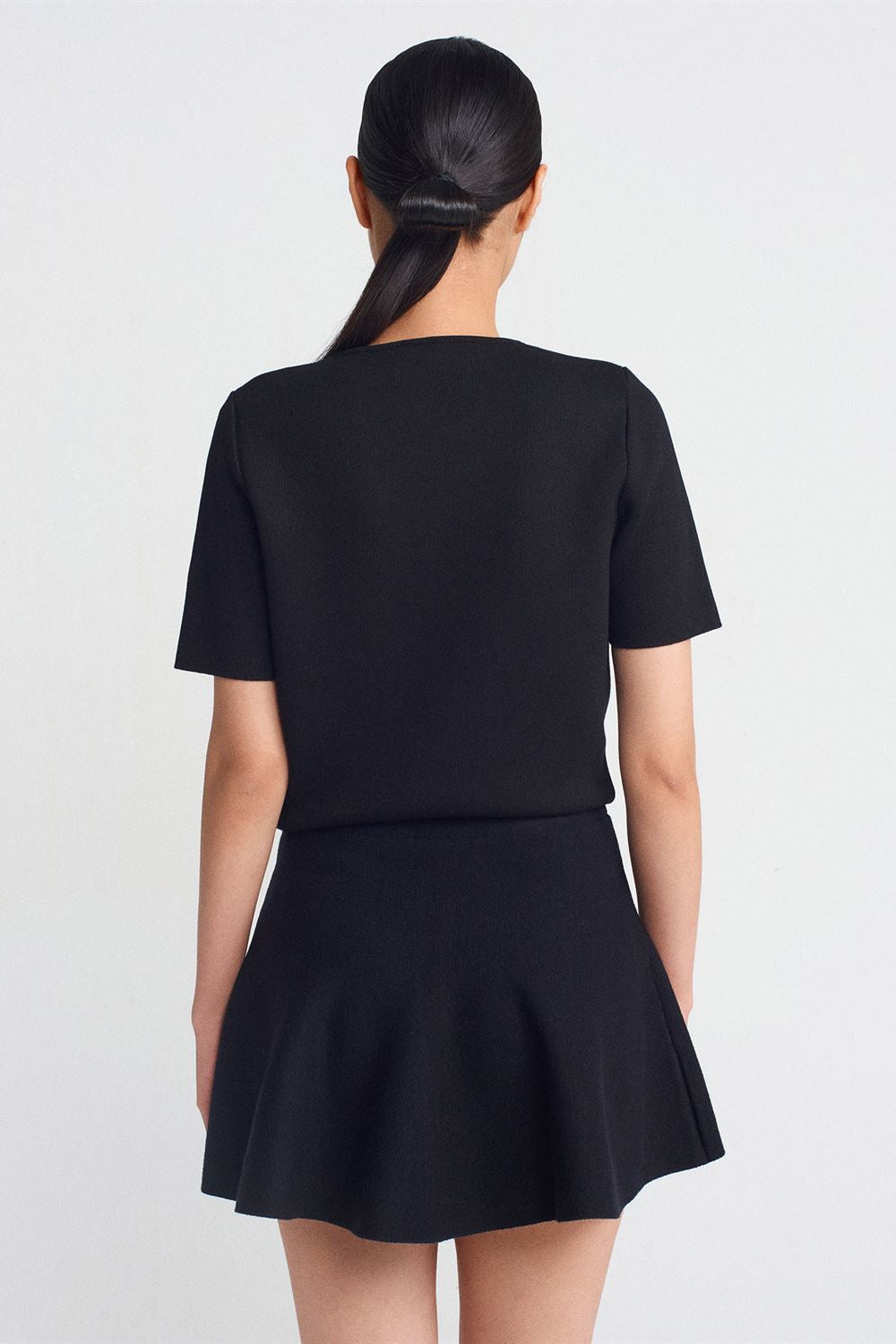 Flared Knit Mini Skirt