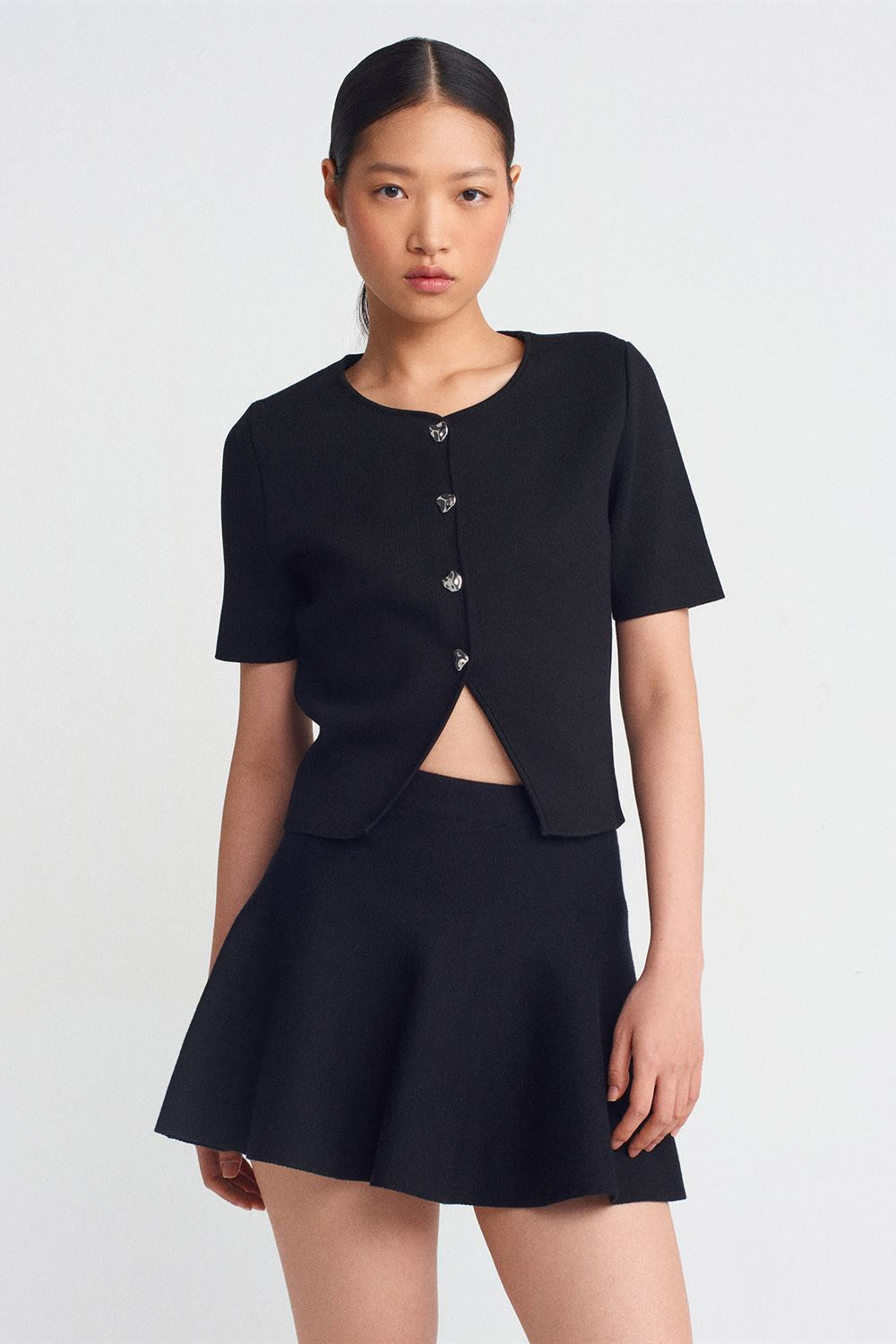 Flared Knit Mini Skirt