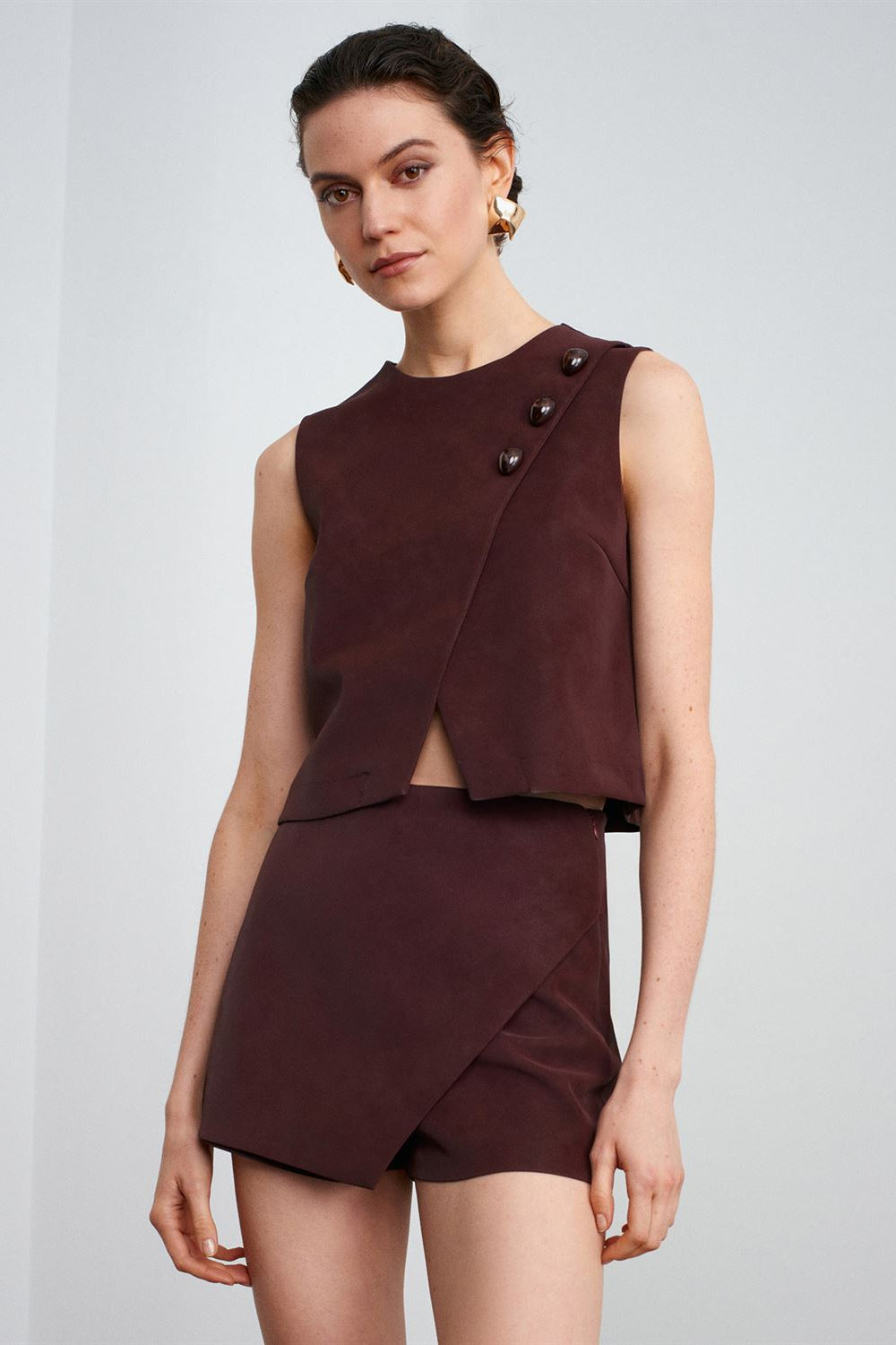 Matte Faux Leather Skort