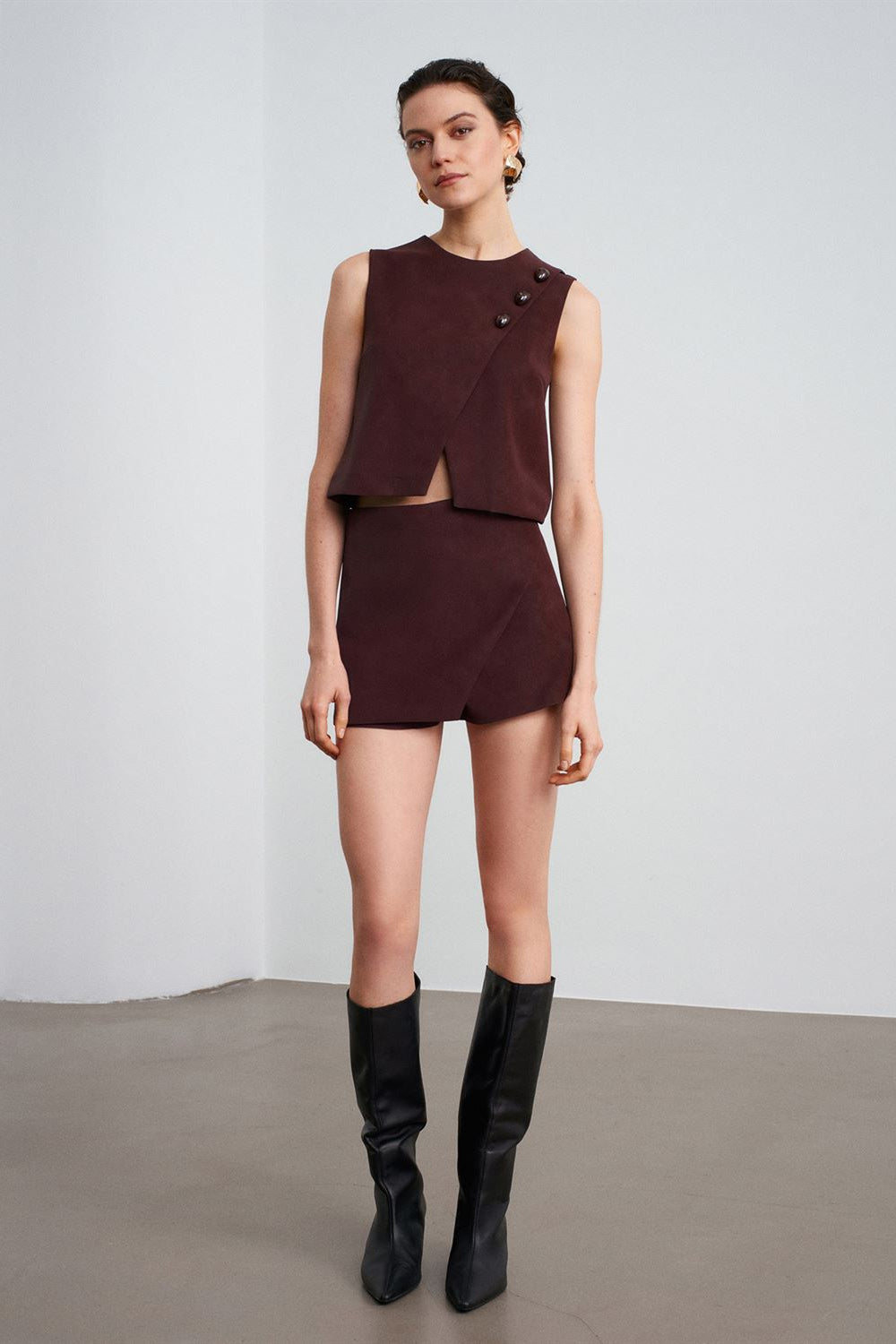 Matte Faux Leather Skort