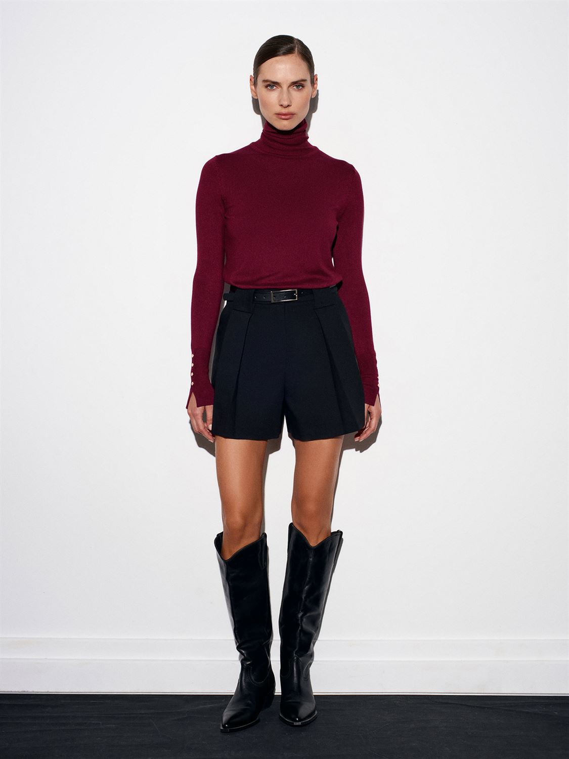 Gold-Button Turtleneck