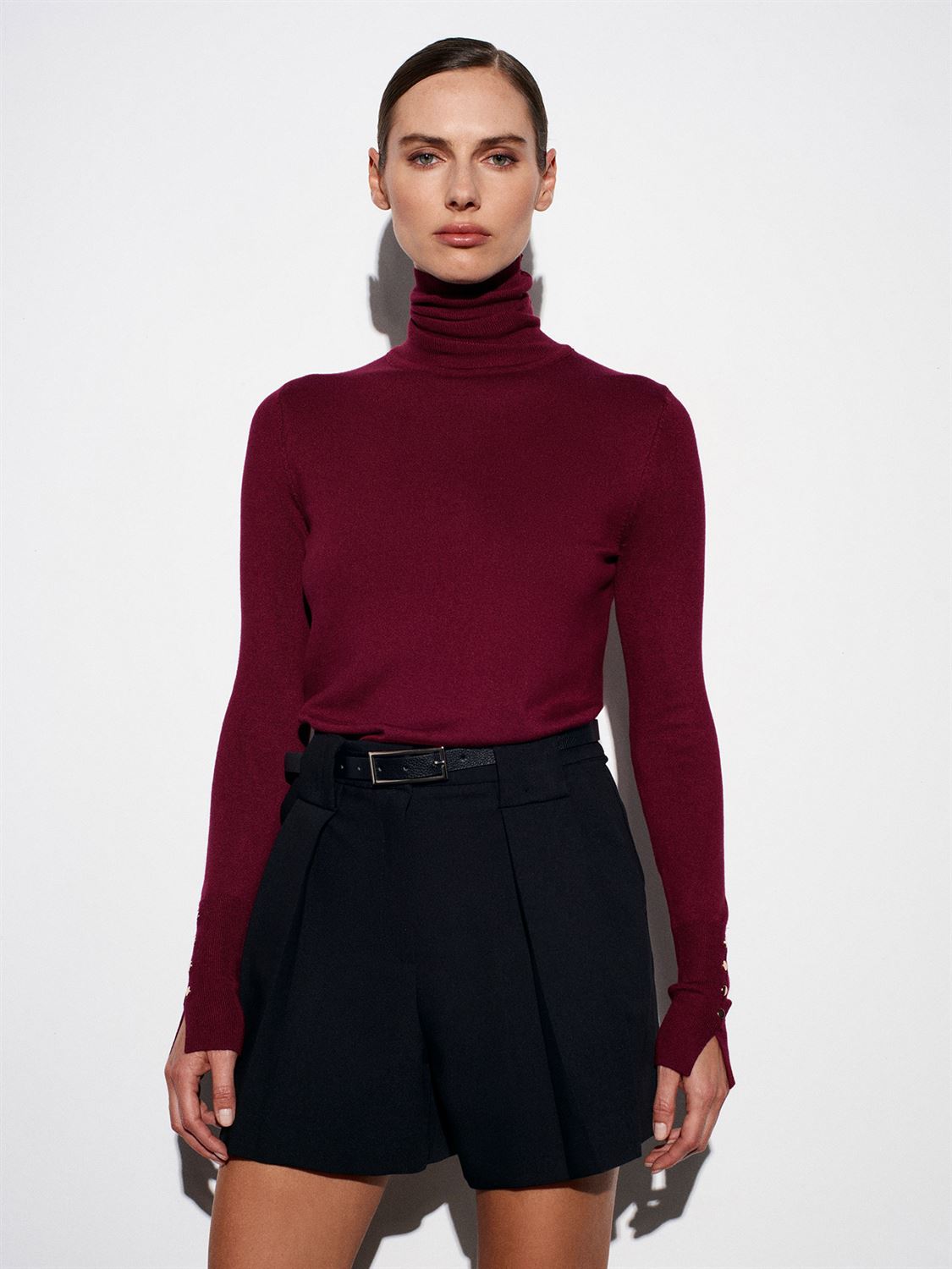 Gold-Button Turtleneck