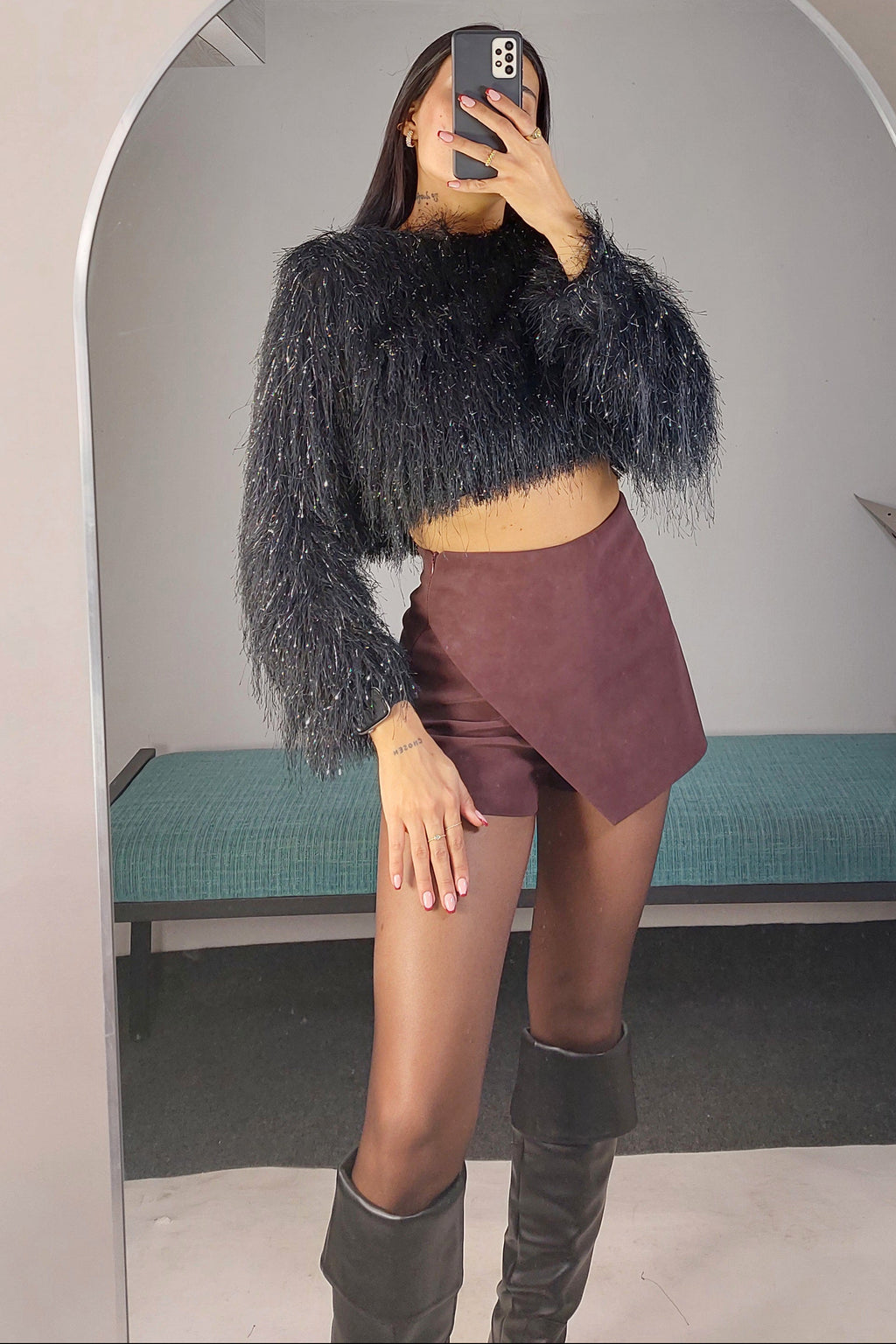 Matte Faux Leather Skort