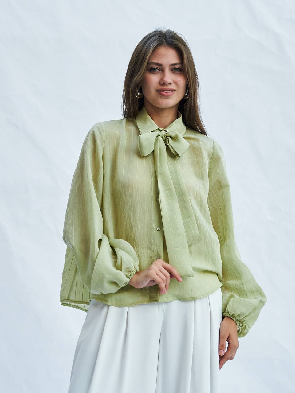 Organza Bow-Tie Shirt