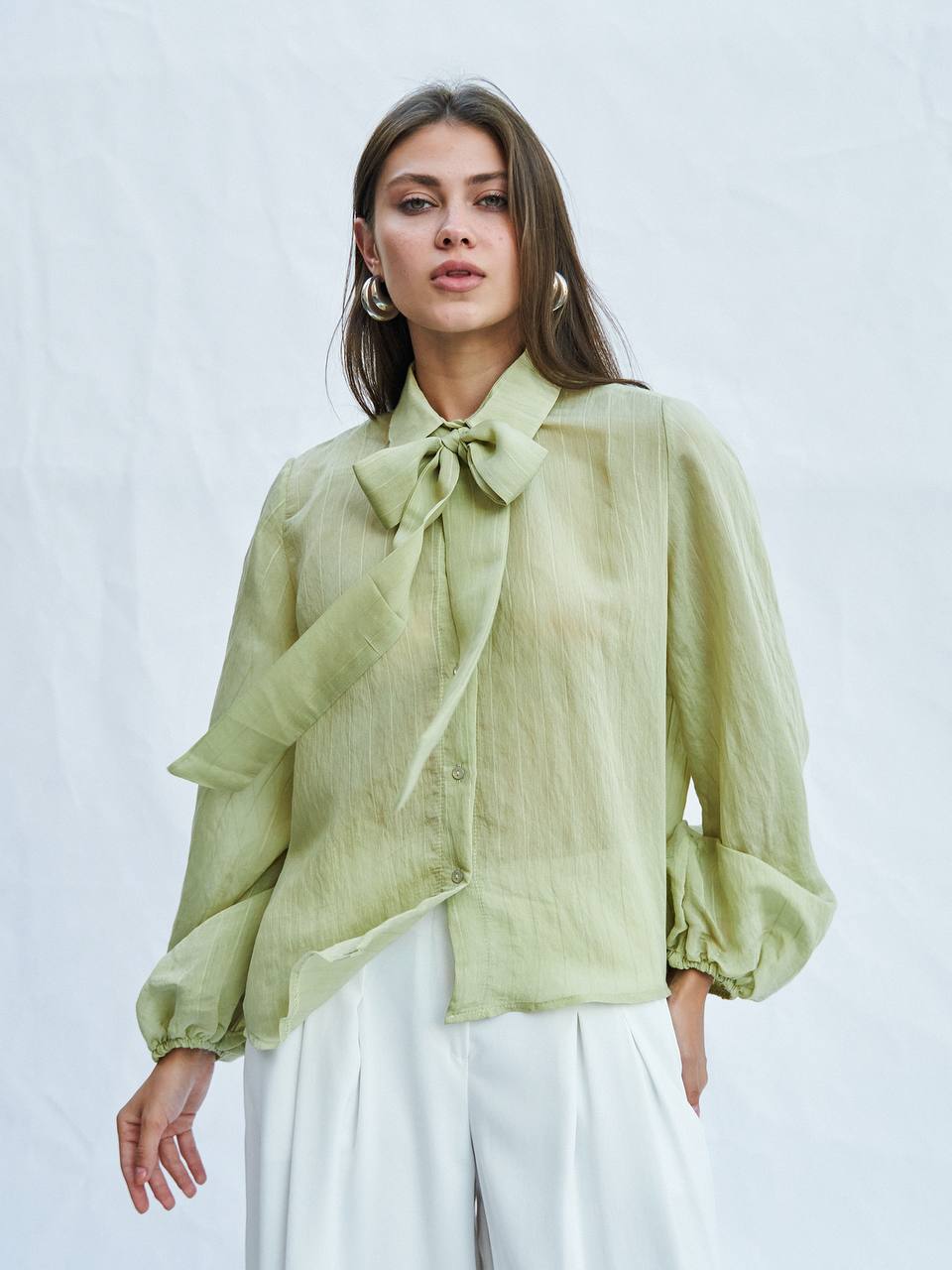 Organza Bow-Tie Shirt