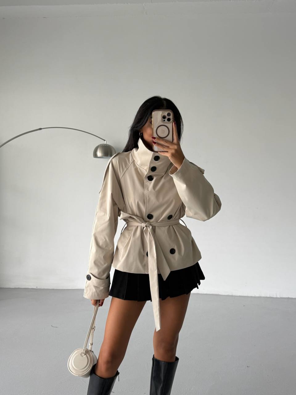 Short Belted Trench Jacket