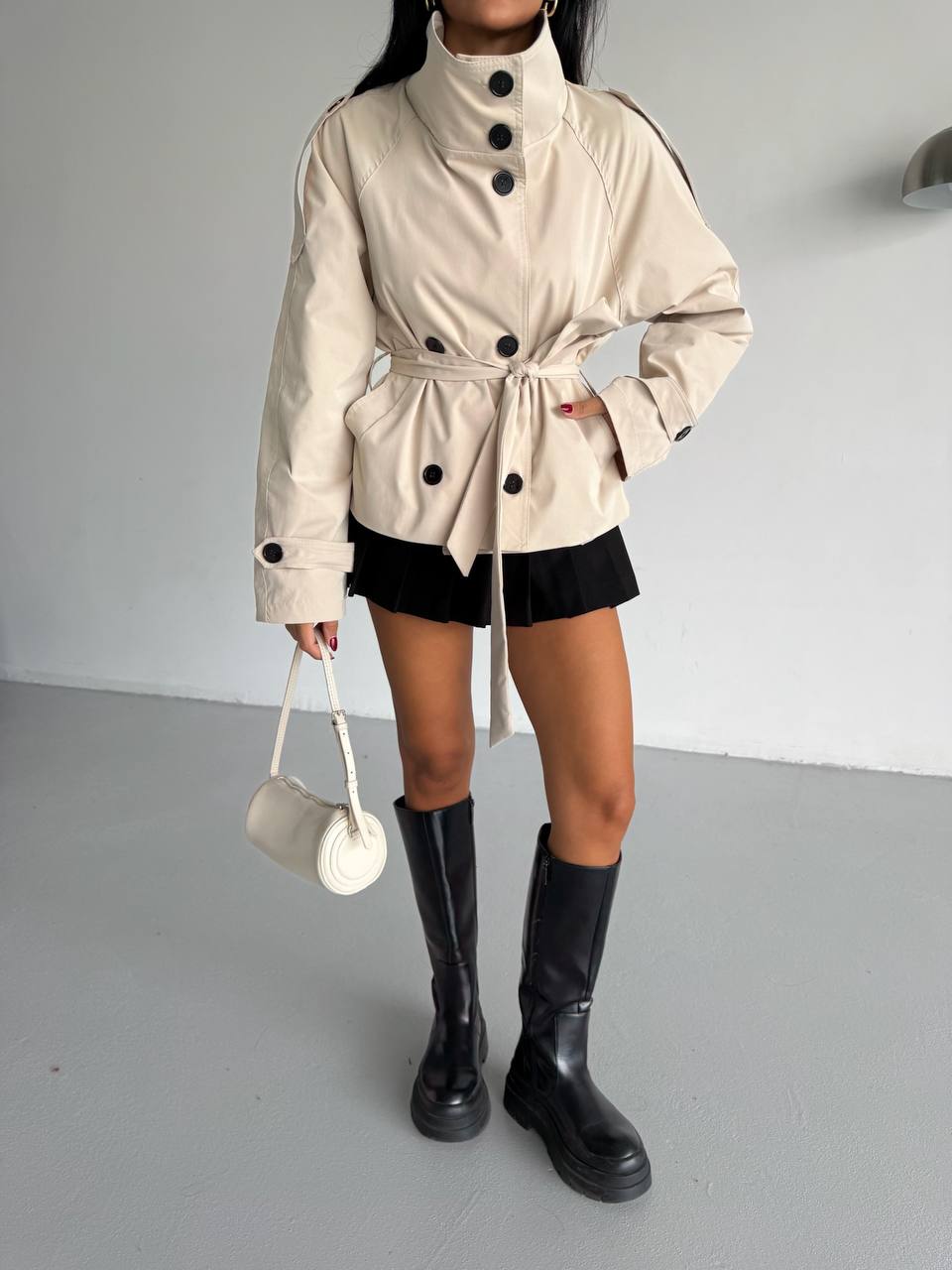 Short Belted Trench Jacket