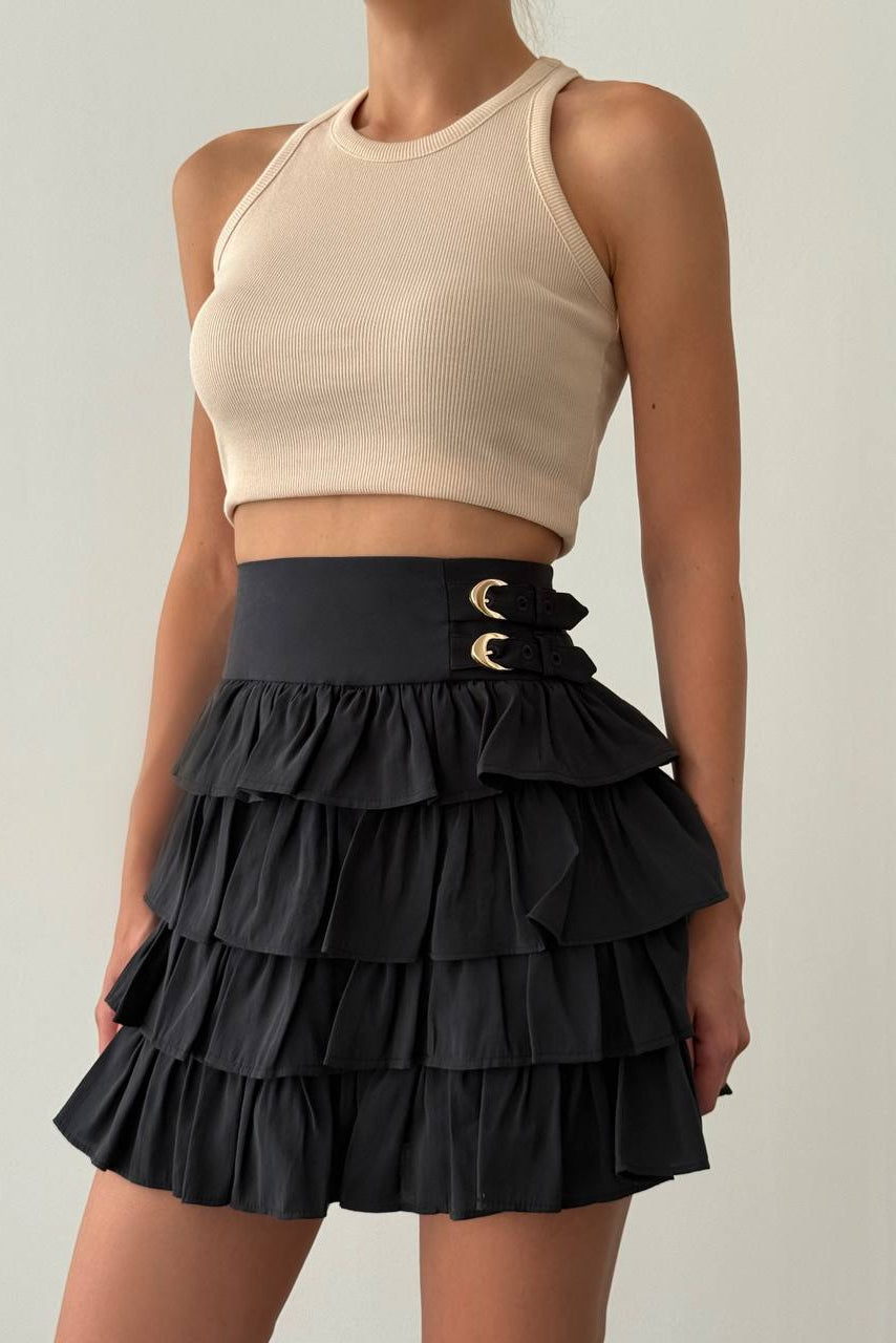 Ruffled Layered Mini Skirt