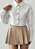 Gold Button Cropped Shirt