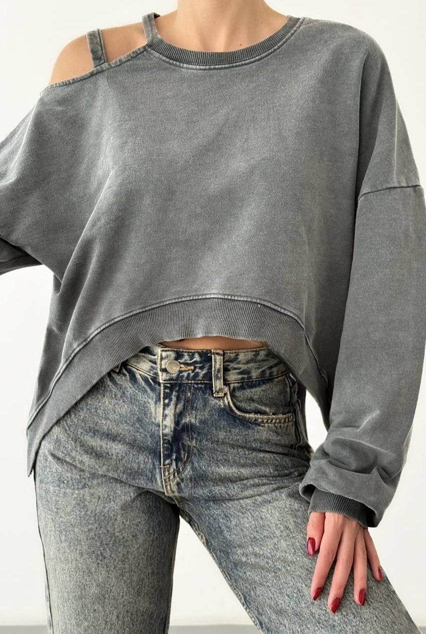 Strap Shoulder Sweatshirt