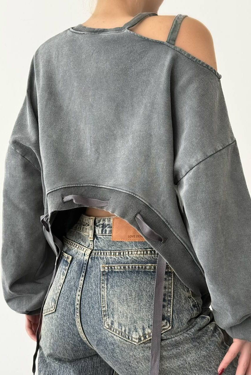 Strap Shoulder Sweatshirt