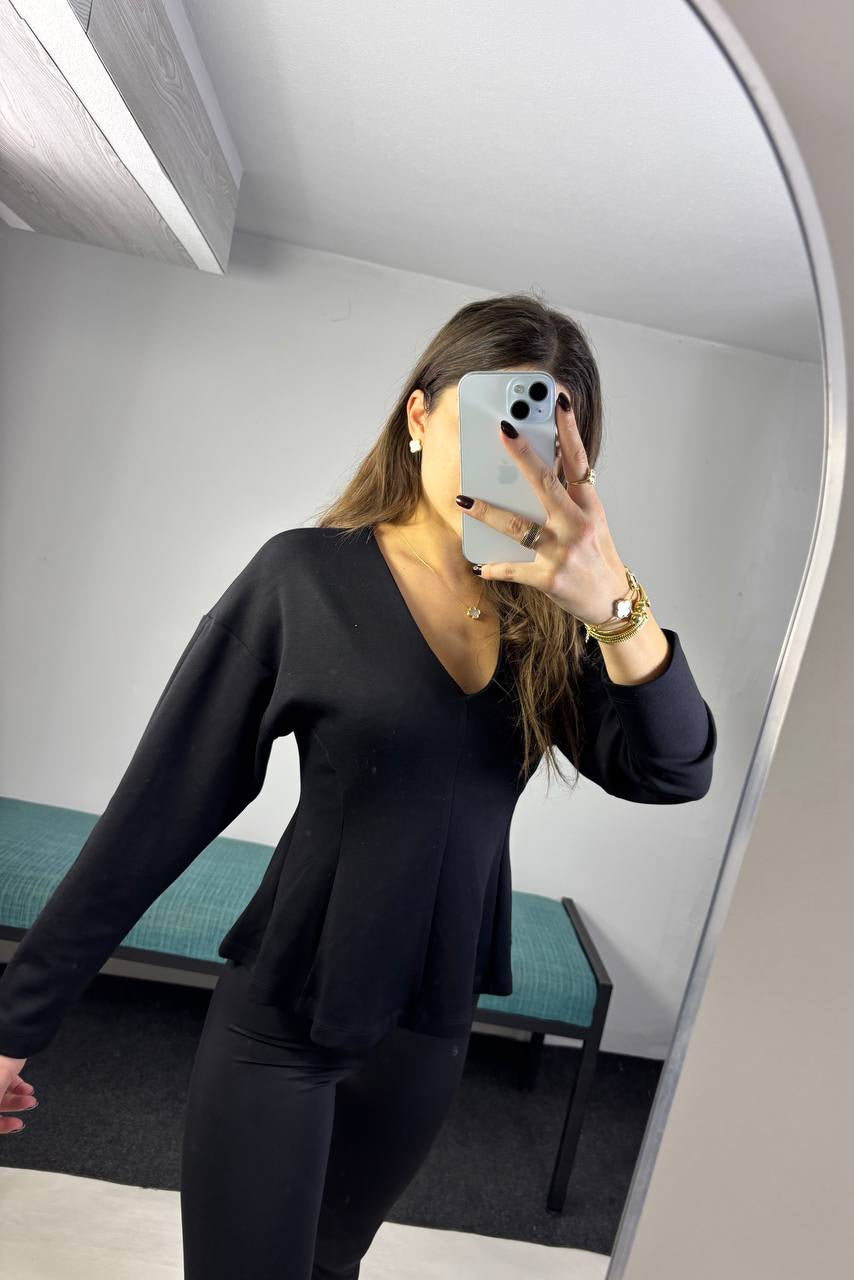 Flared V-Neck Blouse