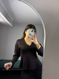 Flared V-Neck Blouse