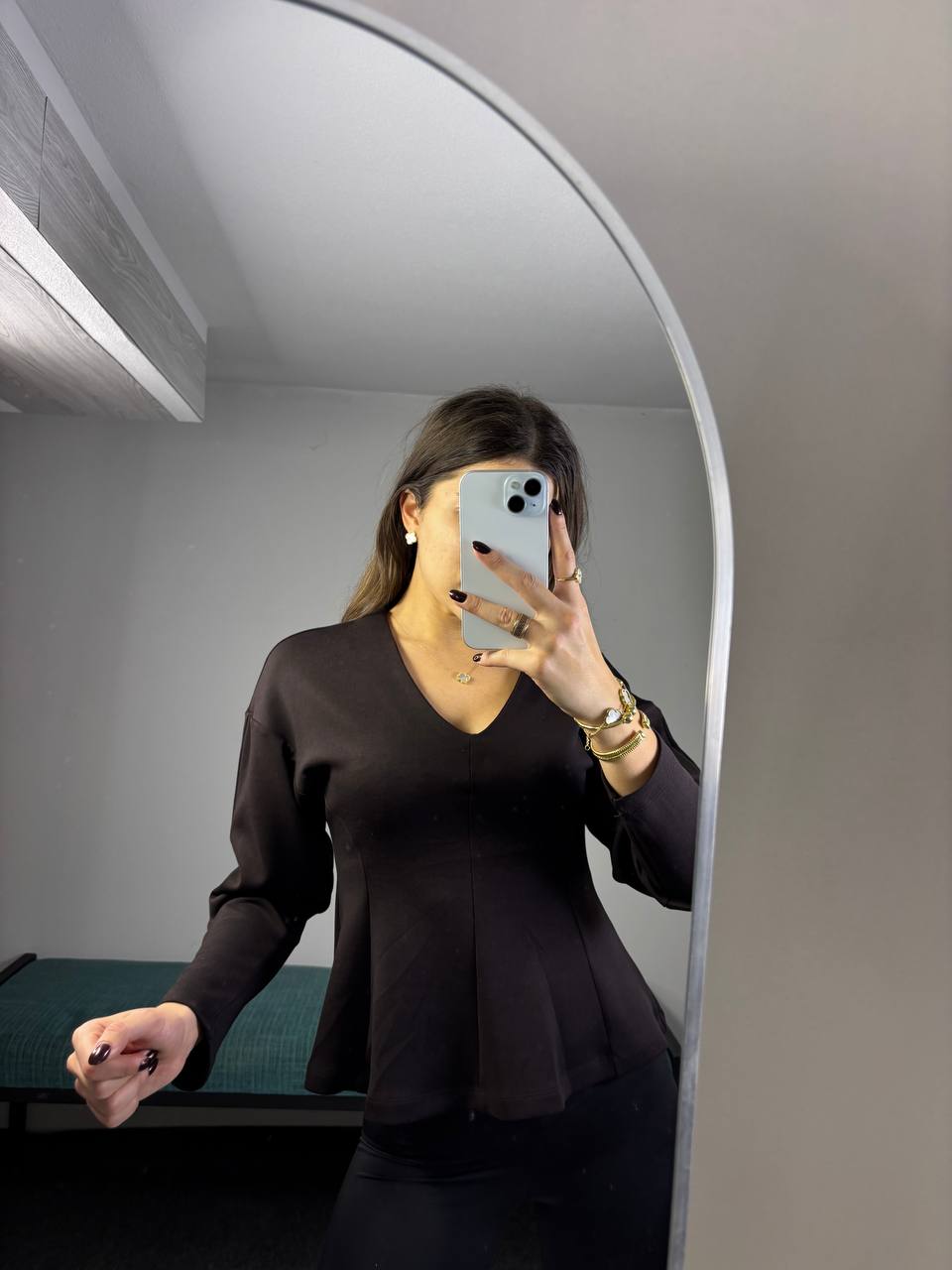 Flared V-Neck Blouse