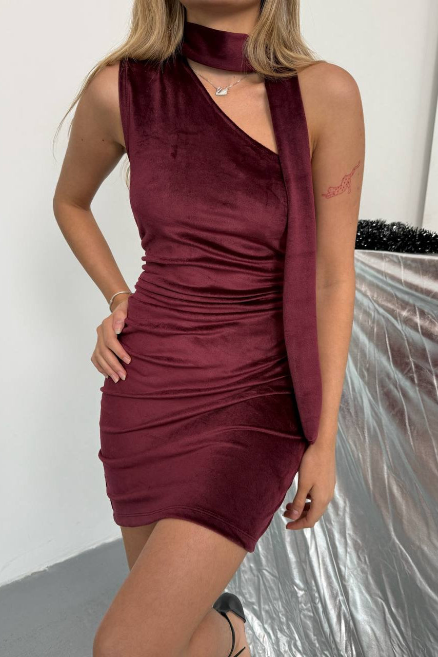 Velvet Scarf Mini Dress