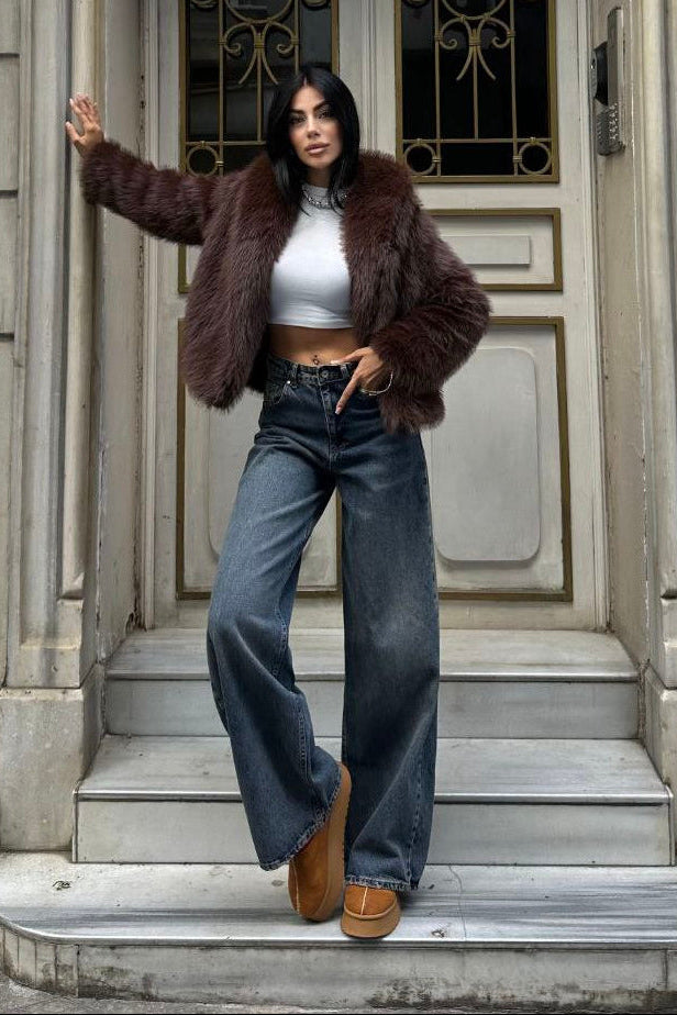 Cropped Faux Fur Jacket