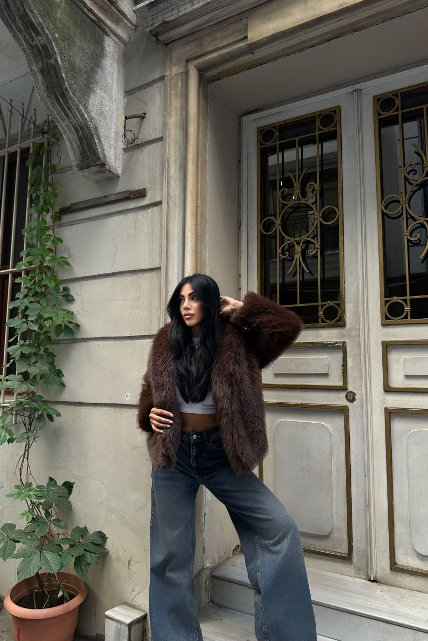 Cropped Faux Fur Jacket