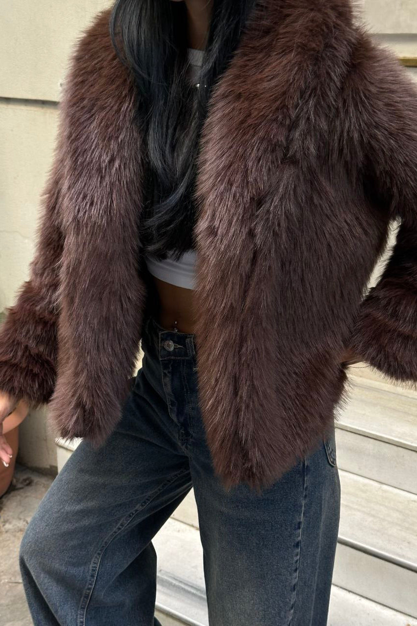 Cropped Faux Fur Jacket