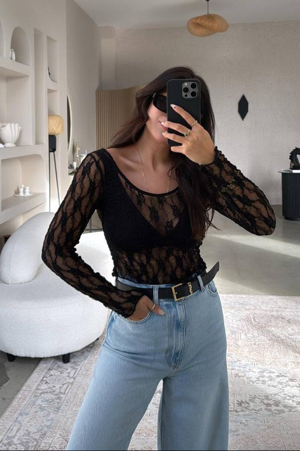 See-Through Patterned Crop