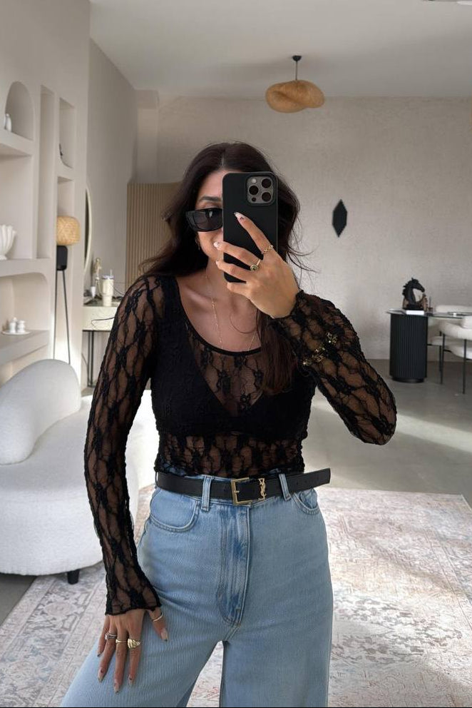 See-Through Patterned Crop
