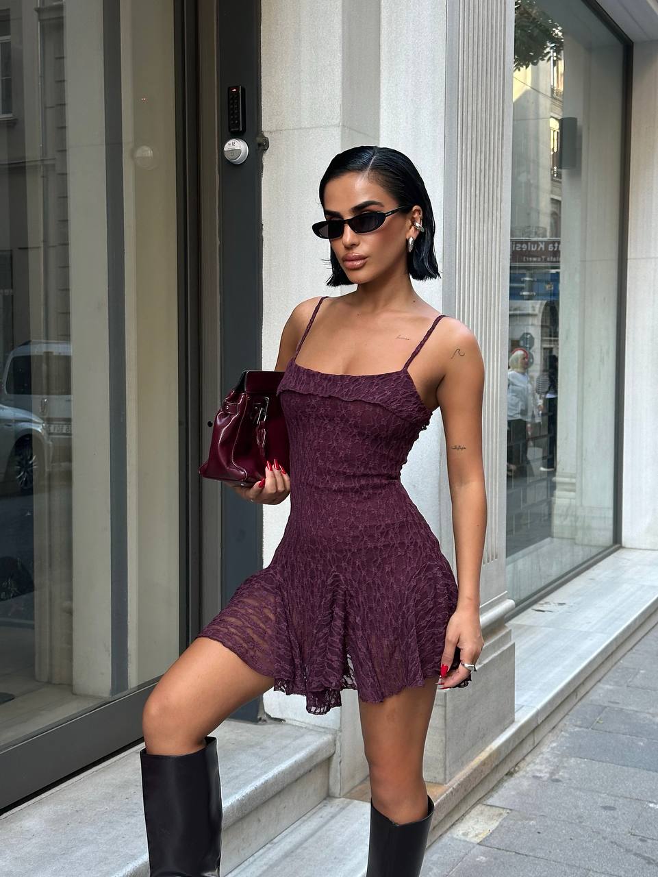 Textured Lace Mini Dress