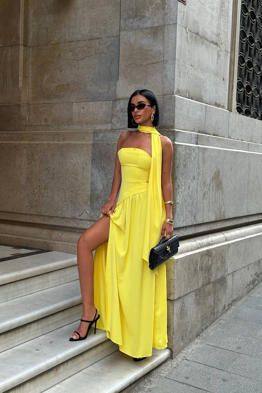 Strapless Dress With Scarf Detail