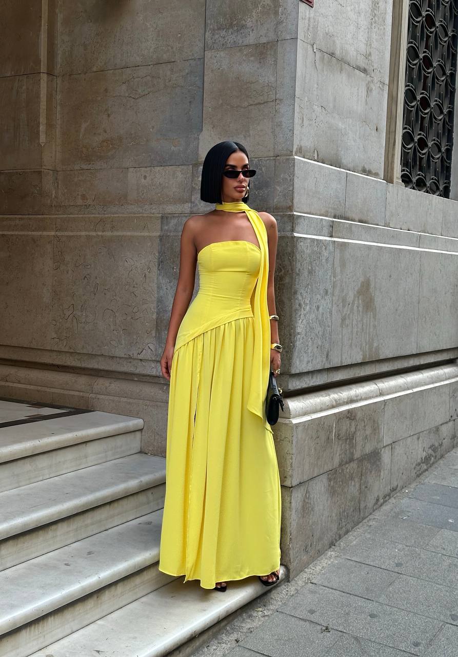 Strapless Dress With Scarf Detail