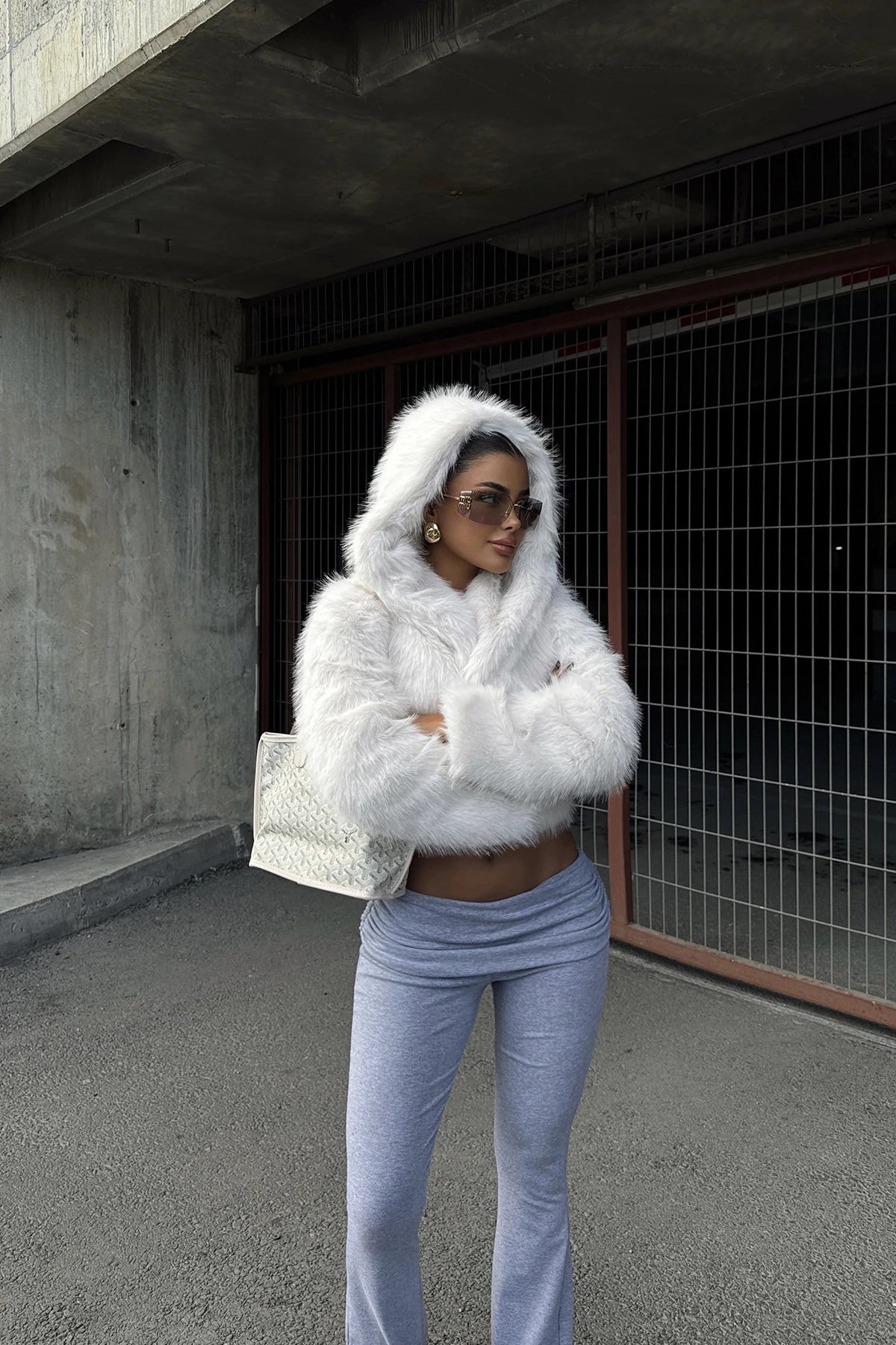 Hooded Faux-Fur Jacket