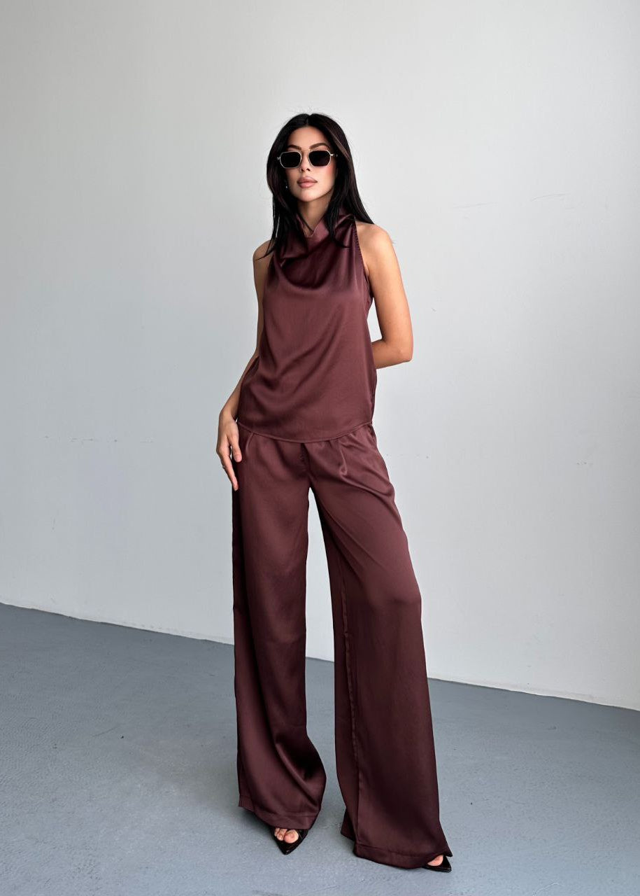 Satin Effect Top and Trousers Set