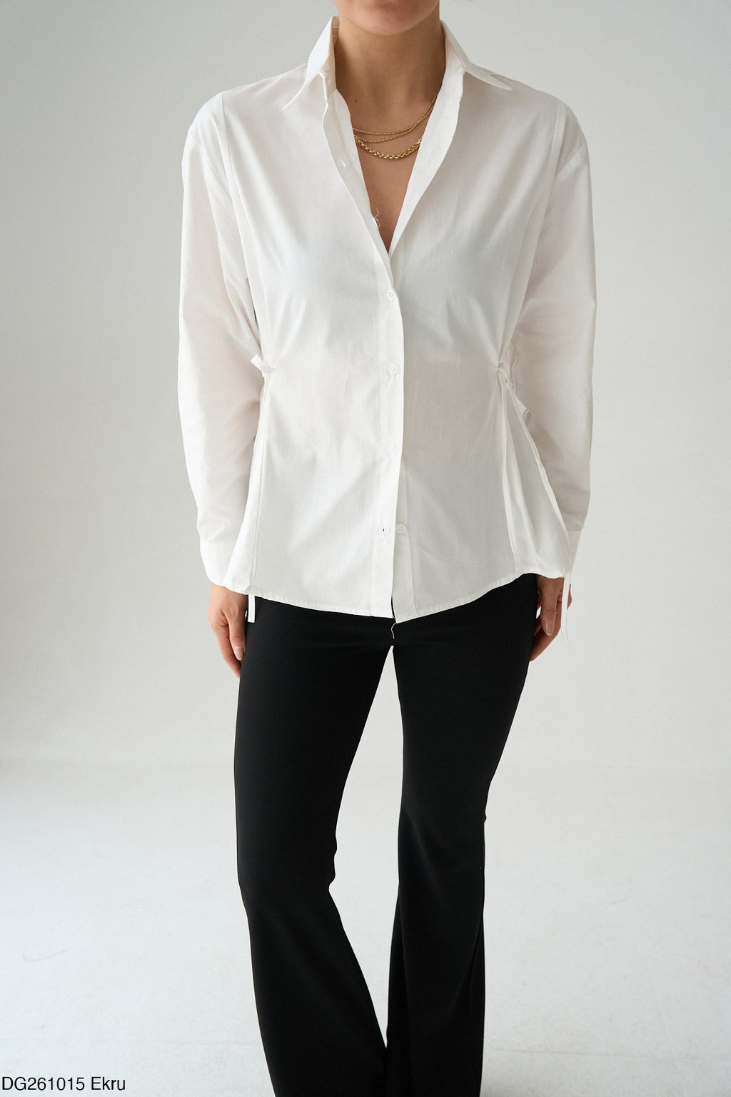 Side Ruched Poplin Shirt