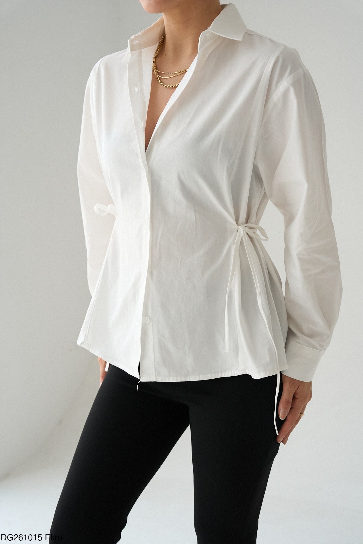 Side Ruched Poplin Shirt