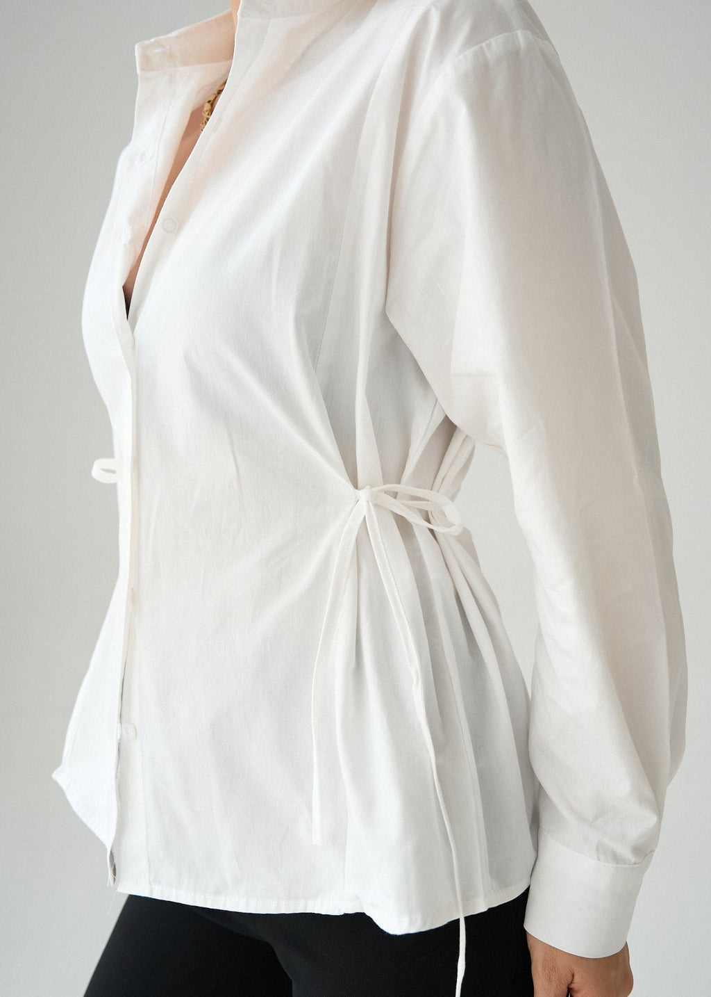 Side Ruched Poplin Shirt
