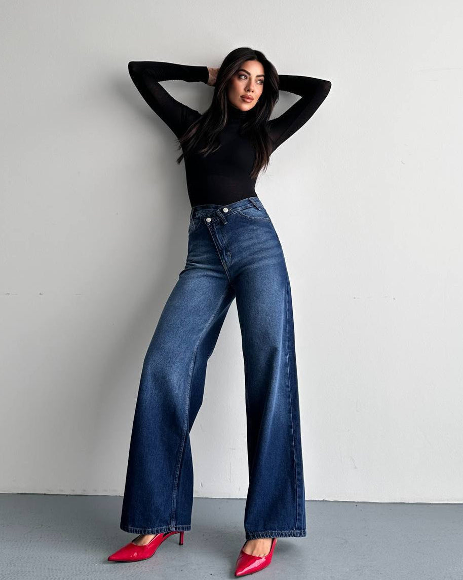 Cross-Waist Loose Jeans