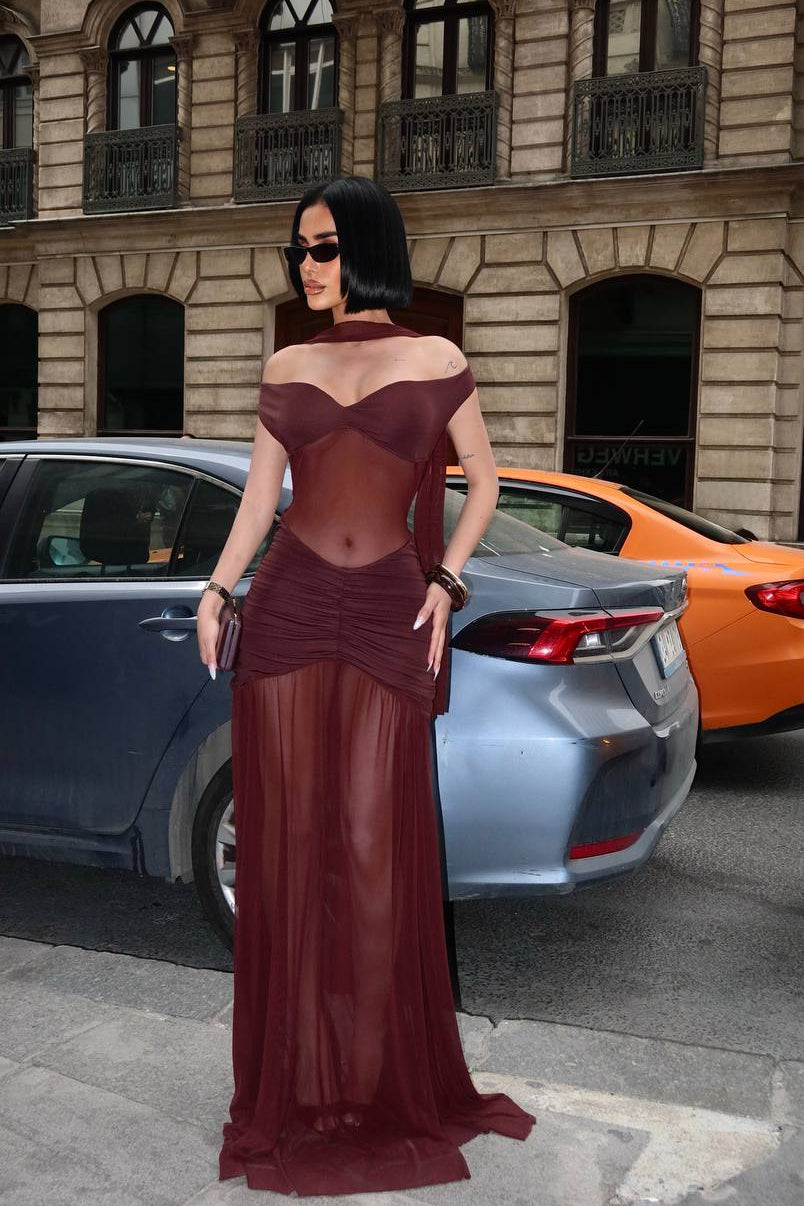 Sheer Detail Maxi Dress