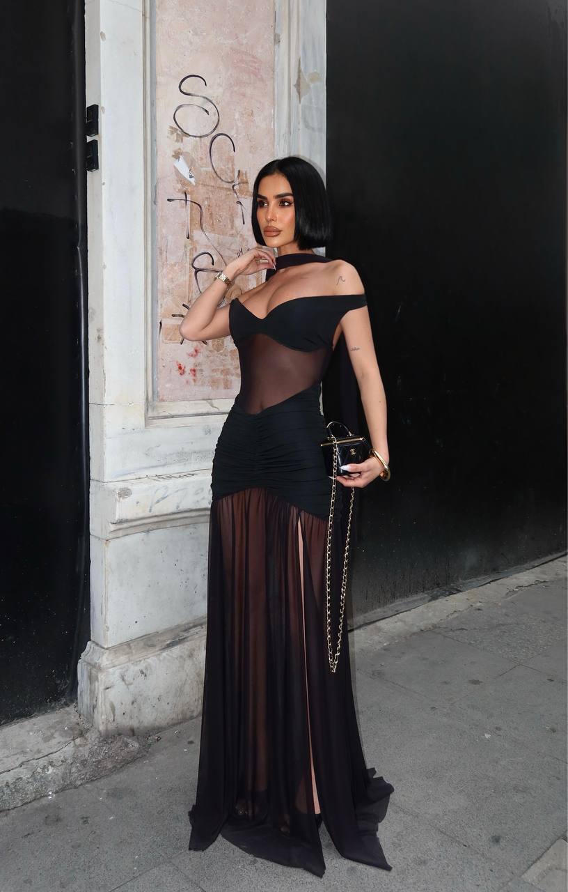 Sheer Detail Maxi Dress