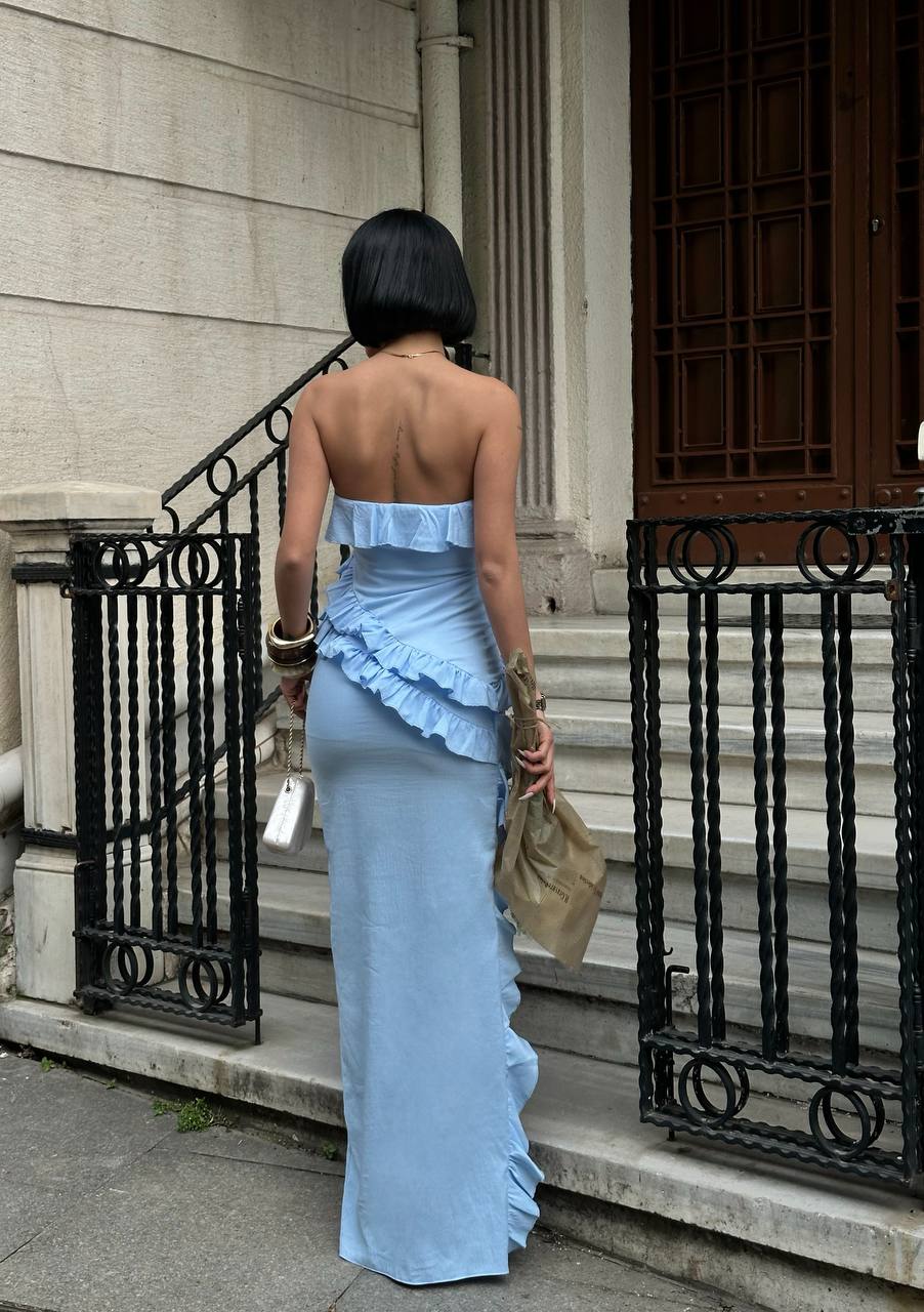 Ruffled Strapless Maxi Dress