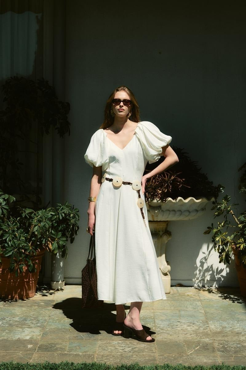 Puff Sleeve Midi Dress