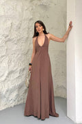 Casual Open-Back Maxi Dress