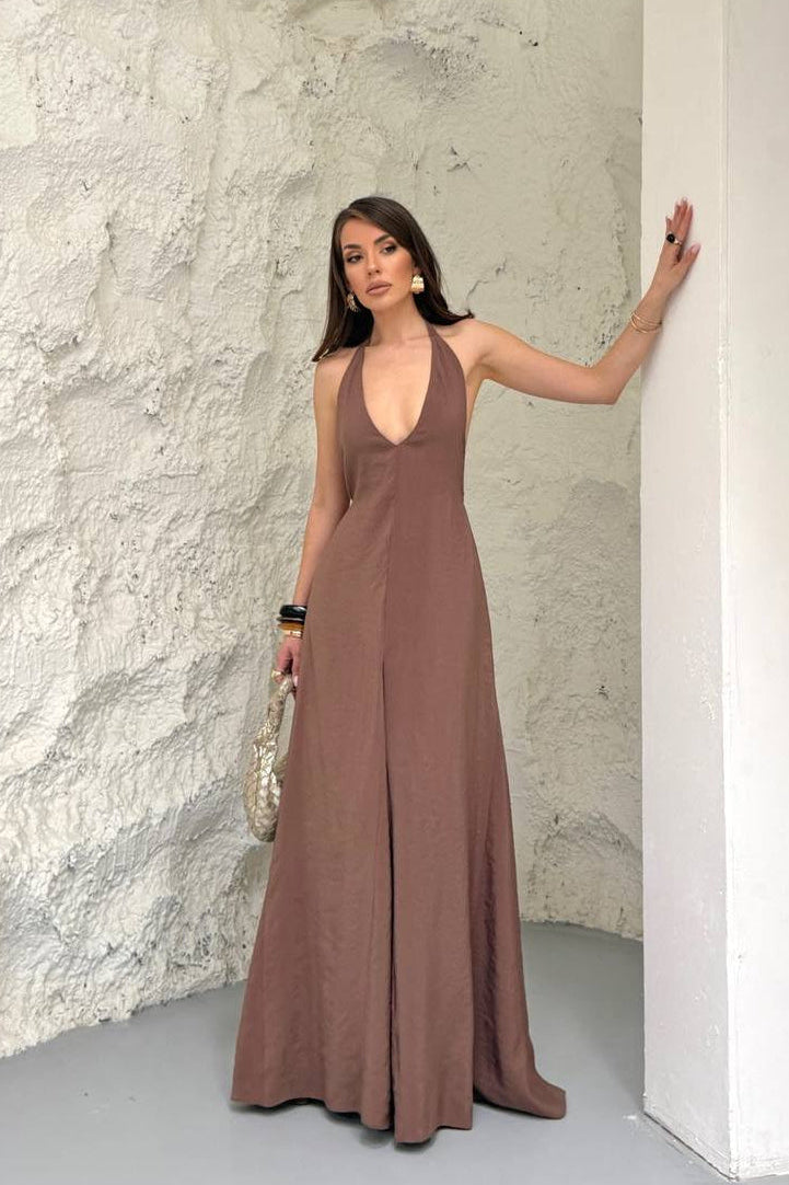 Casual Open-Back Maxi Dress