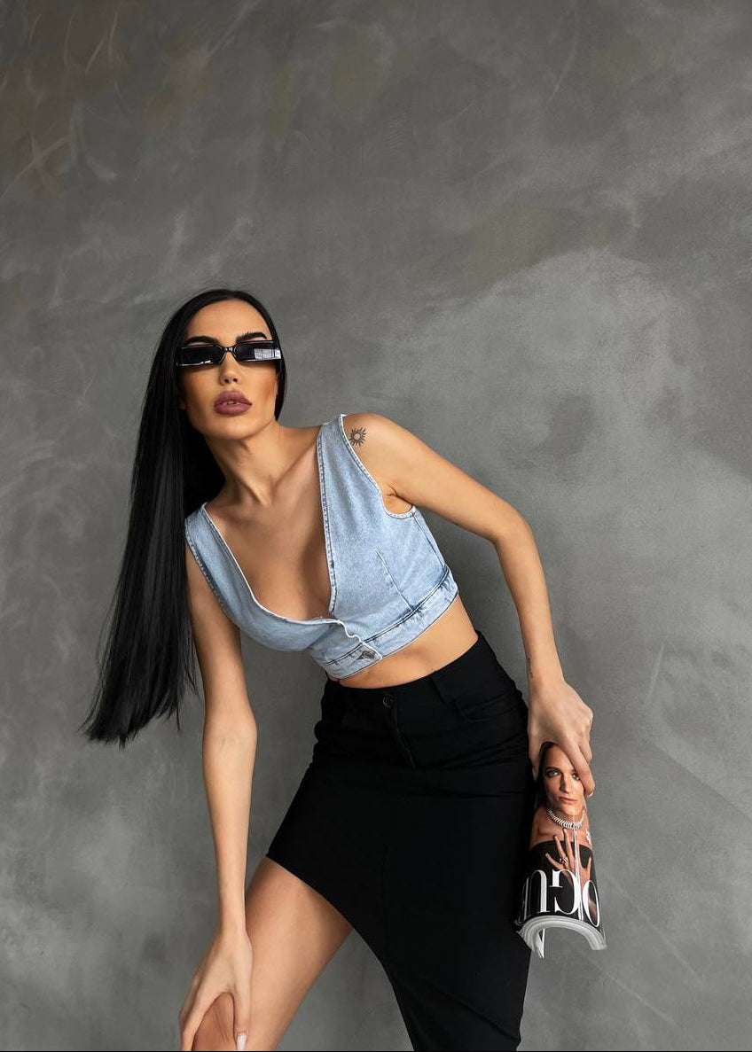Denim Vest Top