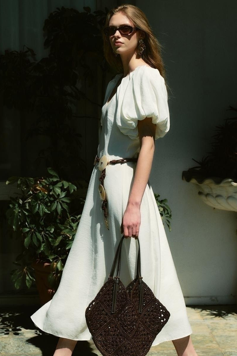 Puff Sleeve Midi Dress