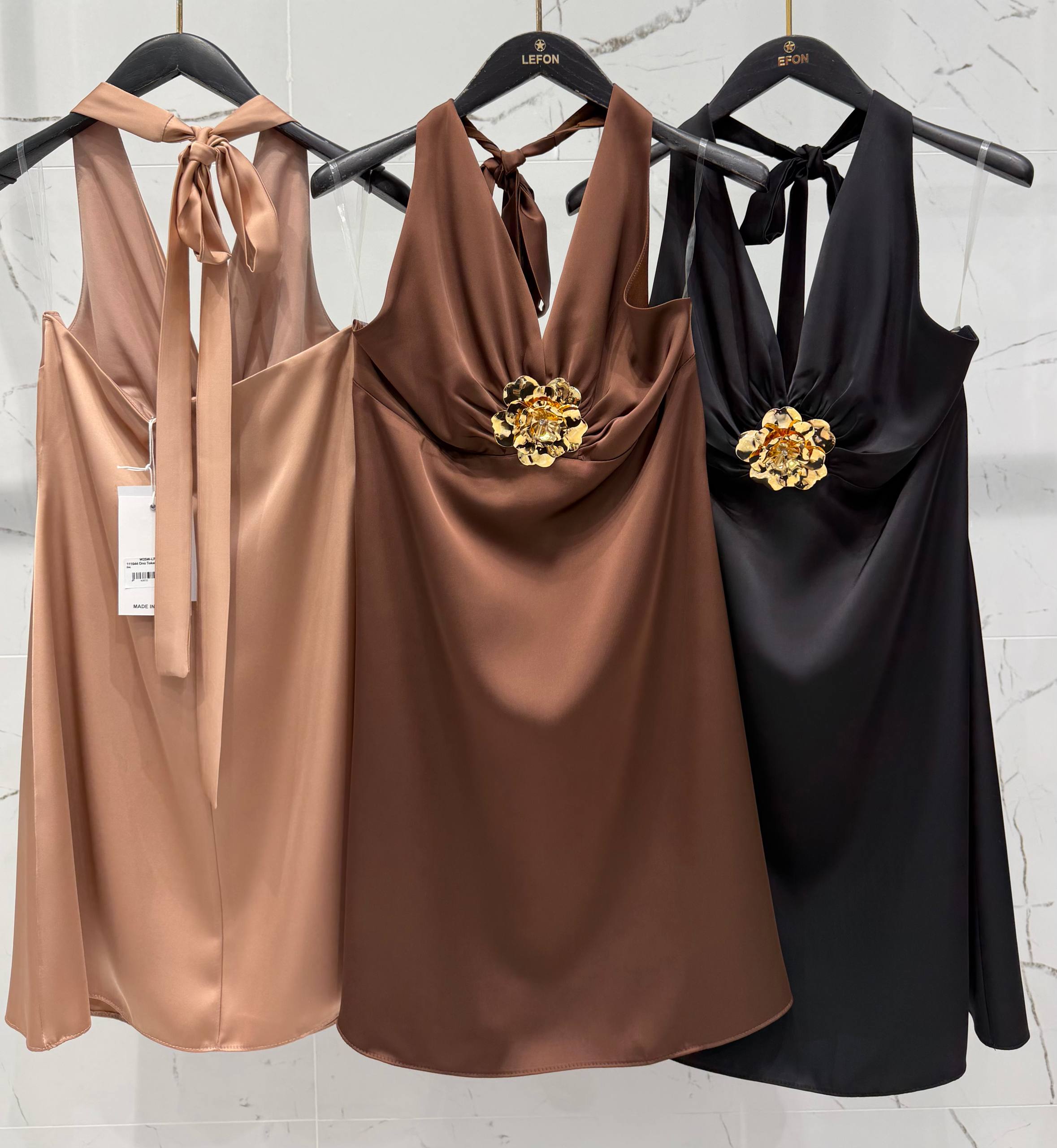 Floral Detail Halter Dress