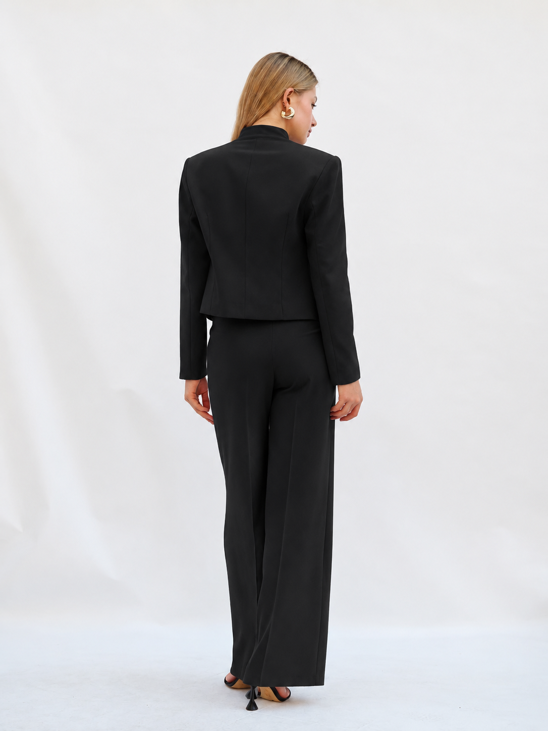 Cropped Blazer Suit Set